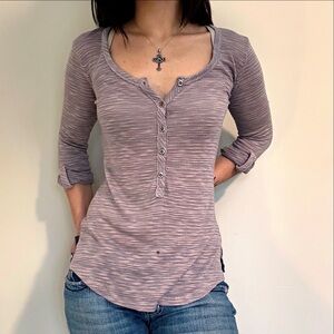 Splendid Y2K Slub Knit Henley Long Sleeve Top Small Made in USA